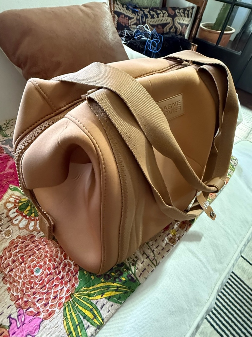 Dagne Dover Tan Weekender Duffel Bag